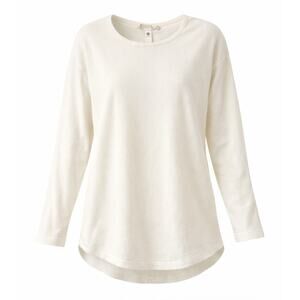 Soft Surroundings Ivory Snap Back Knit Top XS Long Sleeve Soft Stretch Pullover